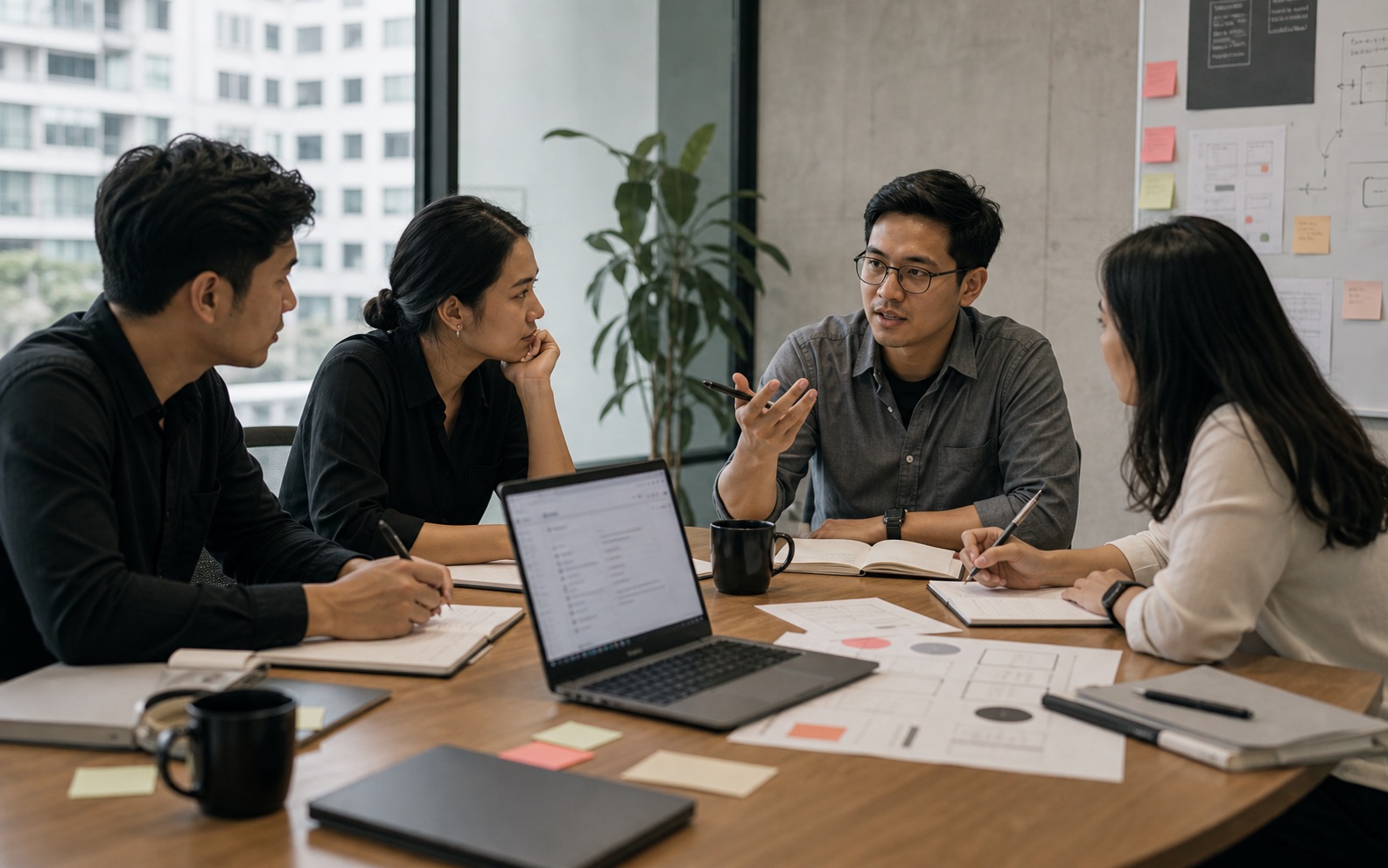 Photograph of a team meeting where decisions and follow-up are captured