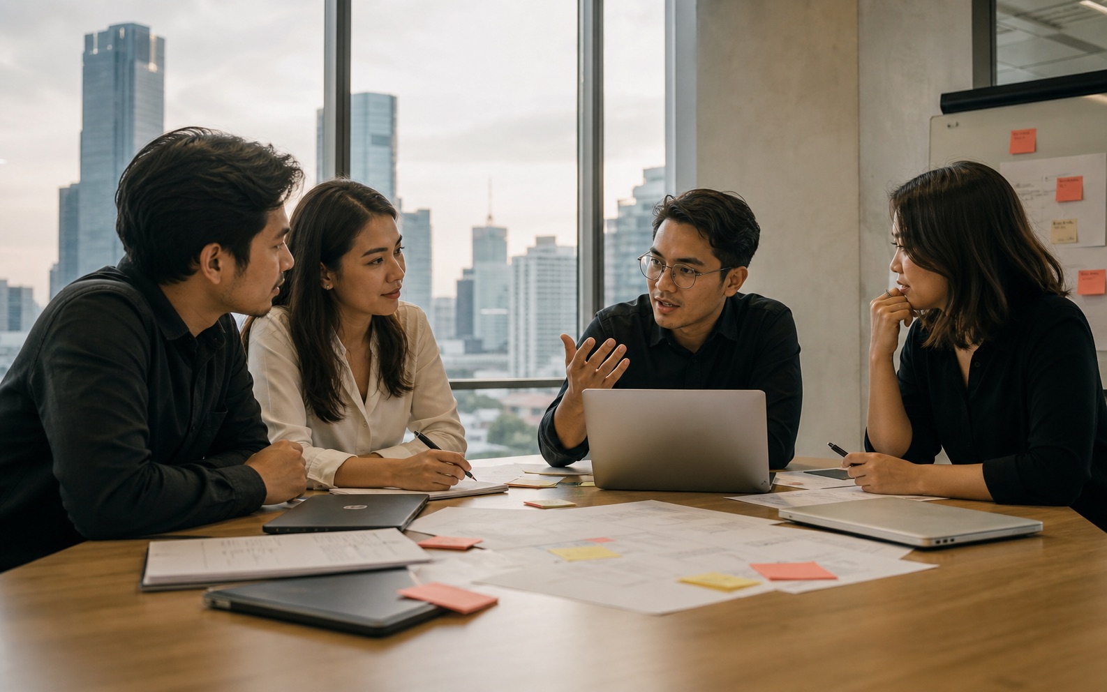 Photograph of a studio team and enterprise partner collaborating